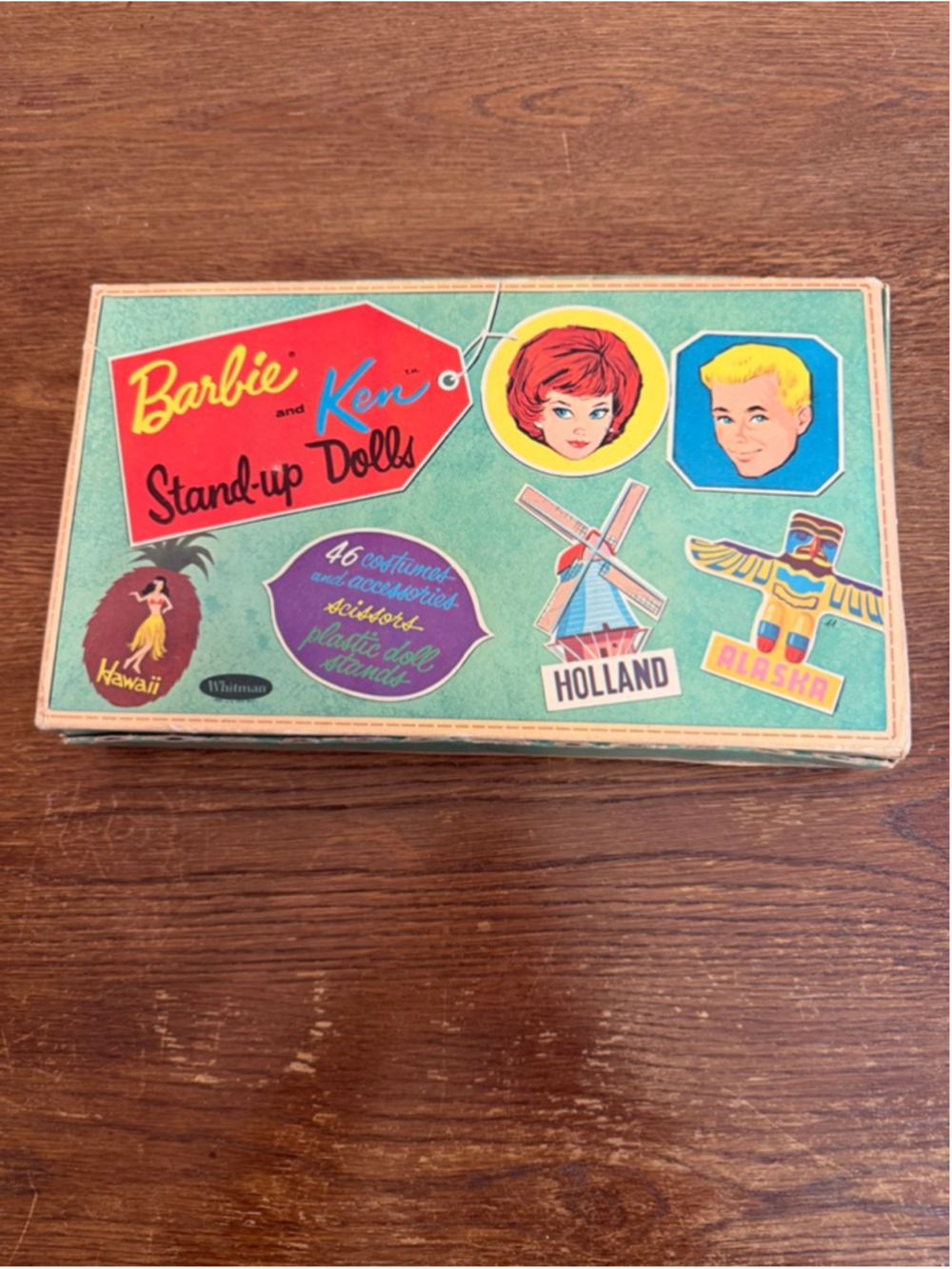 Vintage 1962 Whitman Barbie & Ken Stand-Up Dolls Carry Case Box #4797 Empty Orig